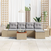 Produktbild för Trädgårdsoffset 6 pcs Beige och Ljusgrå konstrotting