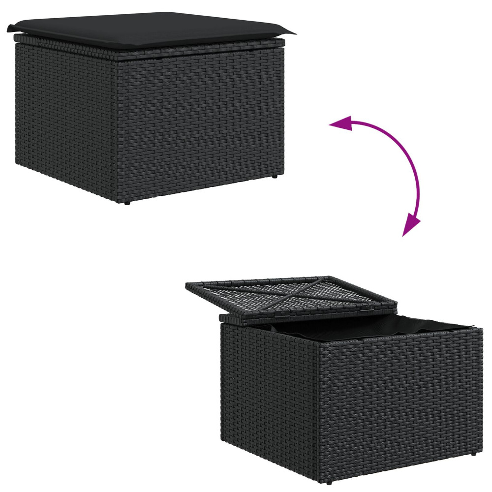 Produktbild för Trädgårdsoffset med lagring 6 pcs Svart konstrotting