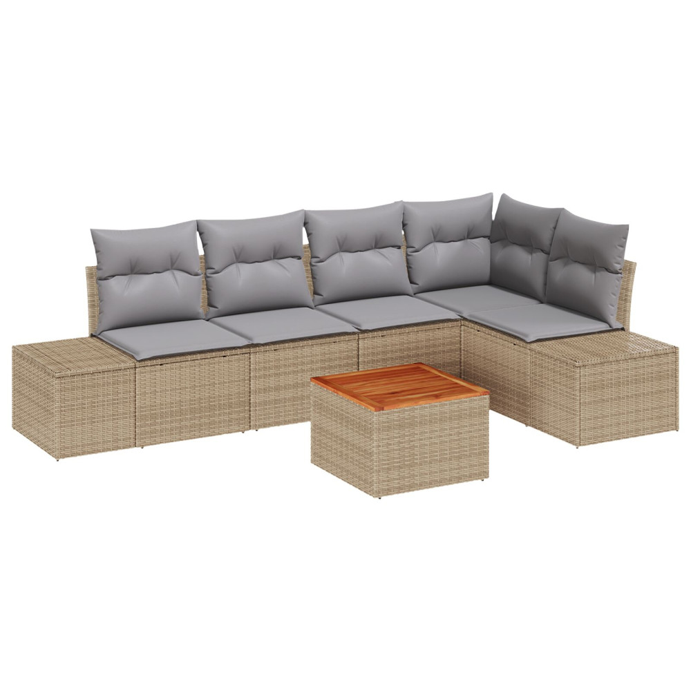Produktbild för Trädgårdsoffset 6 pcs Beige och Ljusgrå konstrotting