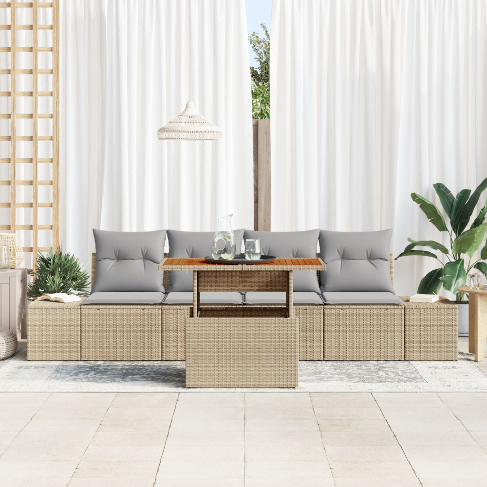 Produktbild för Trädgårdsoffset med lagring 5 pcs Beige Poly rattan