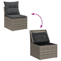Produktbild för Trädgårdsoffset med lagring 7 pcs Grå Poly rattan