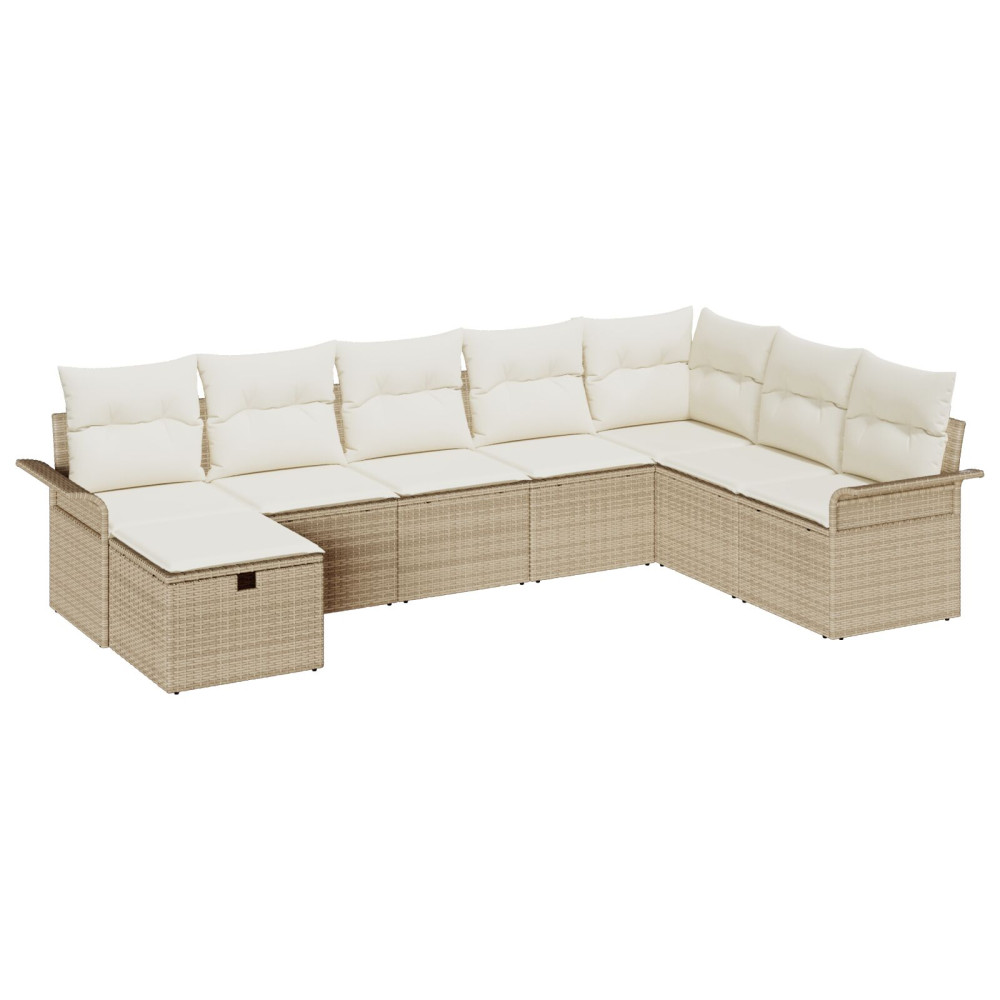 Produktbild för Trädgårdsoffset 8 pcs Beige och gräddfärgad konstrotting