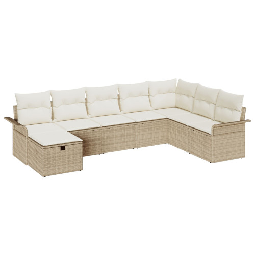 vidaXL Trädgårdsoffset 8 pcs Beige och gräddfärgad konstrotting
