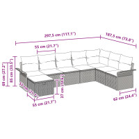 Produktbild för Trädgårdsoffset 8 pcs Beige och gräddfärgad konstrotting