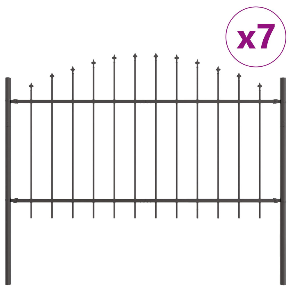 Produktbild för Trädgårdsstängsel 7 pcs Grå 170 x 140 cm Pulverlackerat stål