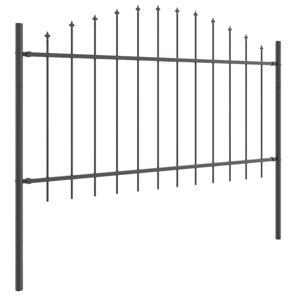 Produktbild för Trädgårdsstängsel 7 pcs Grå 170 x 140 cm Pulverlackerat stål
