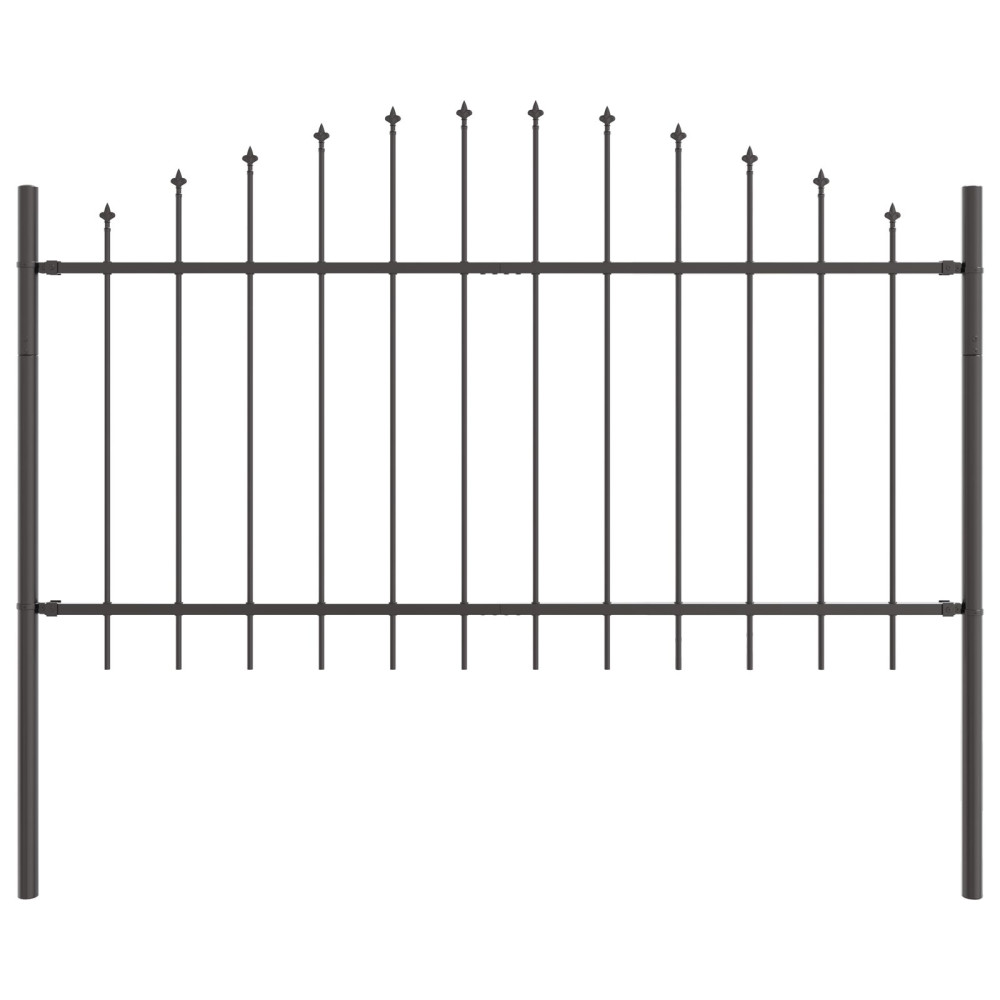Produktbild för Trädgårdsstängsel 7 pcs Grå 170 x 140 cm Pulverlackerat stål