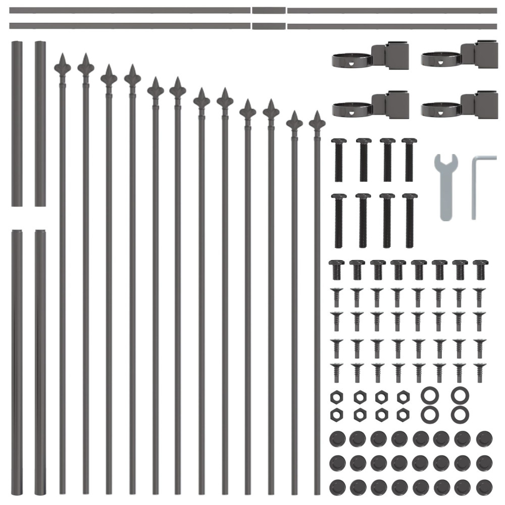 Produktbild för Trädgårdsstängsel 7 pcs Grå 170 x 140 cm Pulverlackerat stål