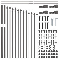 Produktbild för Trädgårdsstängsel 7 pcs Grå 170 x 140 cm Pulverlackerat stål