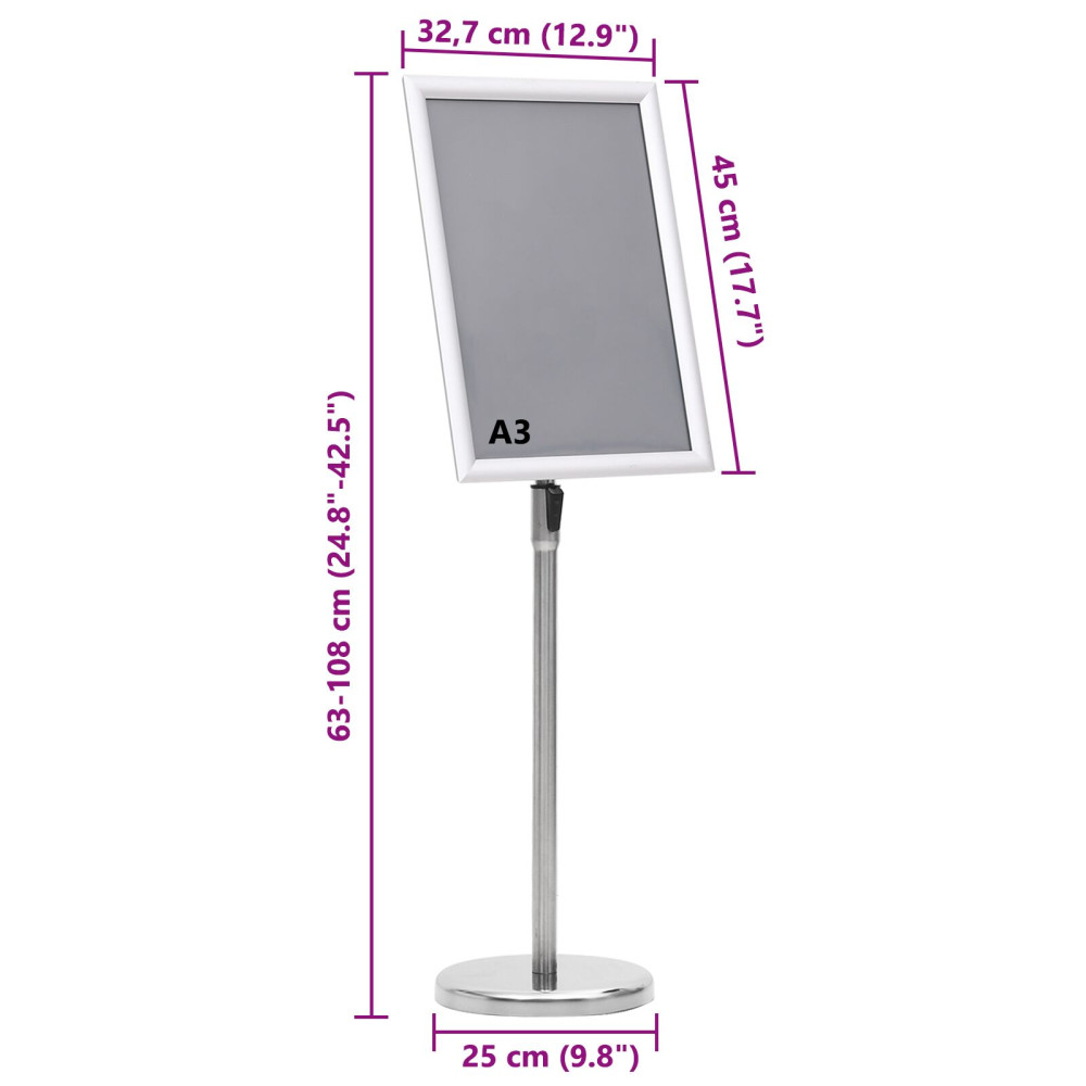 Produktbild för Affischställningar 2 pcs Silver 45 x 32,7 x 108 cm Aluminium