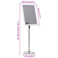 Produktbild för Affischställningar 2 pcs Silver 45 x 32,7 x 108 cm Aluminium