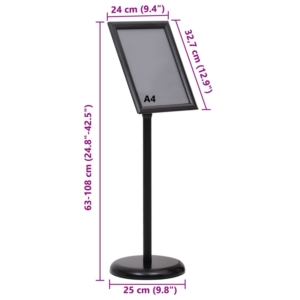 Produktbild för Affischställningar 2 pcs Svart 32.7 x 24 x 108 cm Aluminium