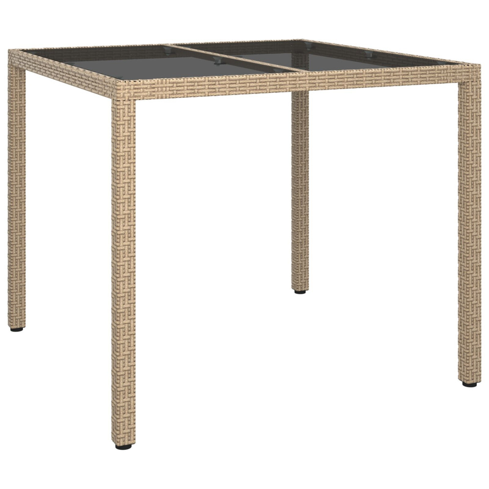 Produktbild för Trädgårdsbord Beige 90 x 90 x 75 cm konstrotting