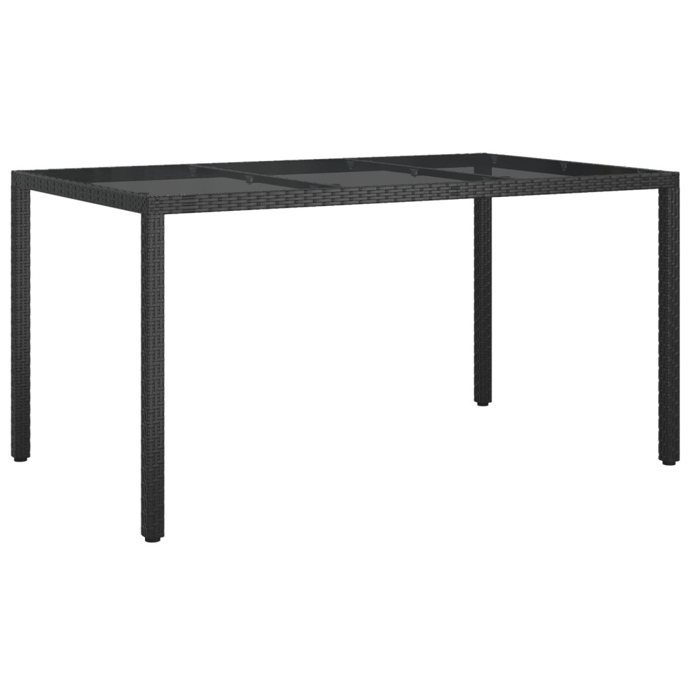 Produktbild för Trädgårdsbord Svart 150 x 90 x 75 cm konstrotting