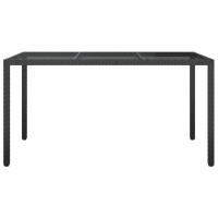 Produktbild för Trädgårdsbord Svart 150 x 90 x 75 cm konstrotting