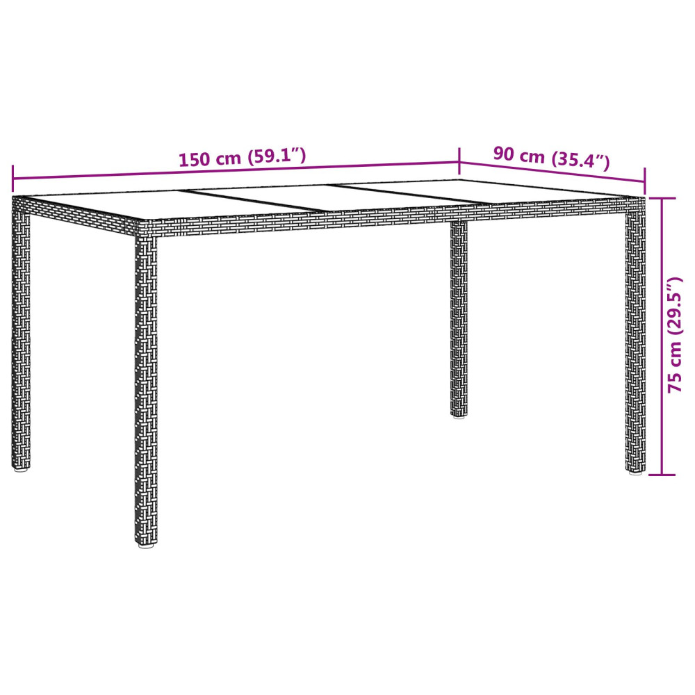 Produktbild för Trädgårdsbord Vit 150 x 90 x 75 cm konstrotting