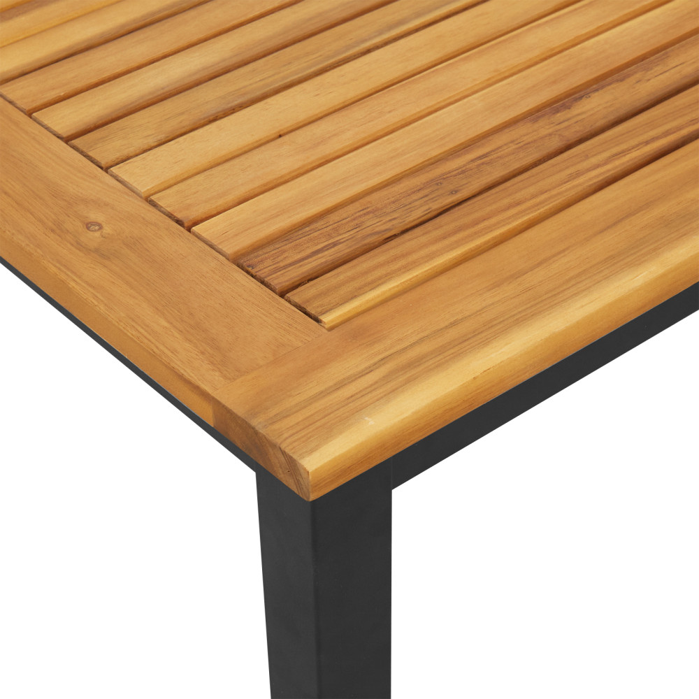 Produktbild för Solsäng Reclining Svart 200 x 55 x 35 cm Massivt Akaciaträ