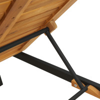 Produktbild för Solsäng Reclining Svart 200 x 55 x 35 cm Massivt Akaciaträ