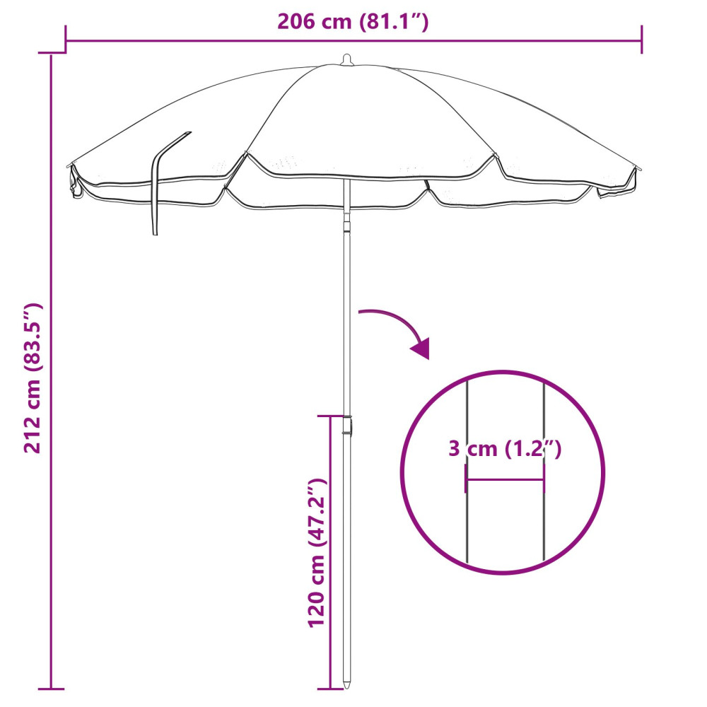 Produktbild för Trädgårdsparasol 240 cm 170T polyester Blå och Vit