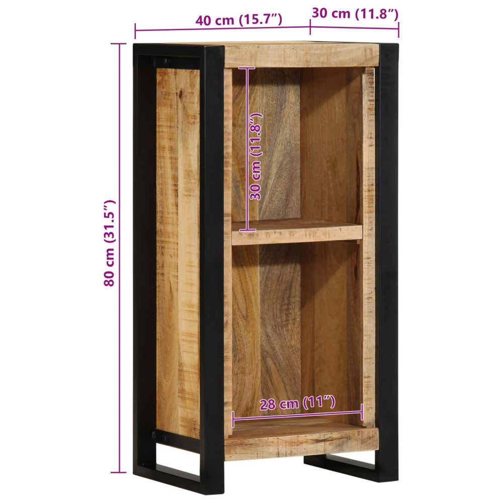 Produktbild för Nattduksbord med hylla Brun 40 x 30 x 80 cm Massivt Mangoträ