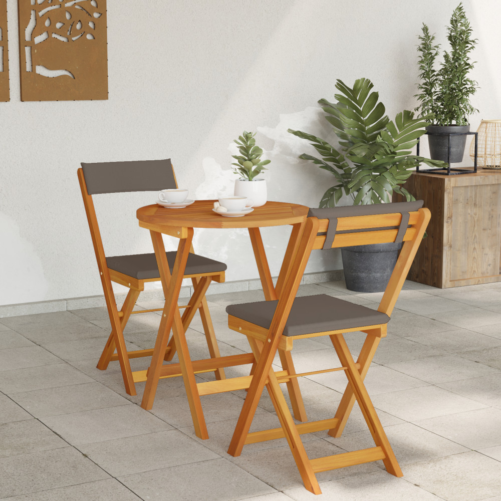 Produktbild för Trädgårdsmöbelset med kudde 3 pcs Olivenatur Massivt Akaciaträ