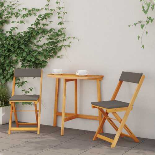 vidaXL Bistroset med kudde 3 pcs Olivenatur Massivt Akaciaträ - Utemöbelgrupper