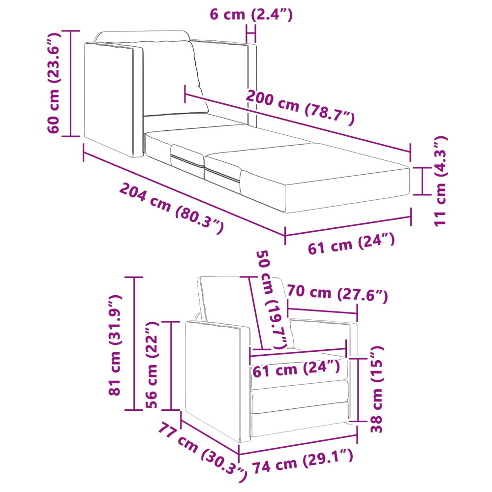 Produktbild för Soffsäng Kräm 74 x 77 x 81 cm Sammet