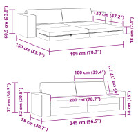 Produktbild för Soffsäng Mörkgrå 245 x 78 x 77 cm tyg