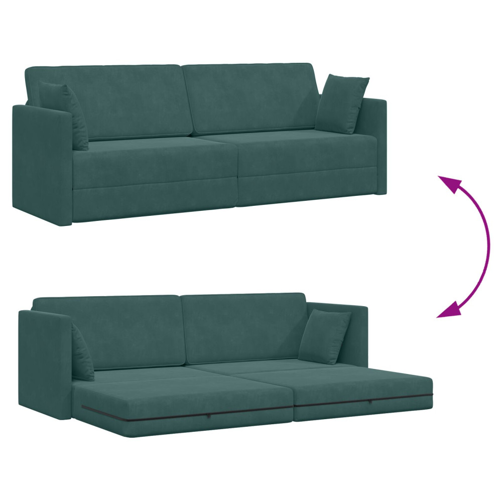 Produktbild för Golvbäddsoffa Mörkgrön 213 x 70 x 77 cm Sammet