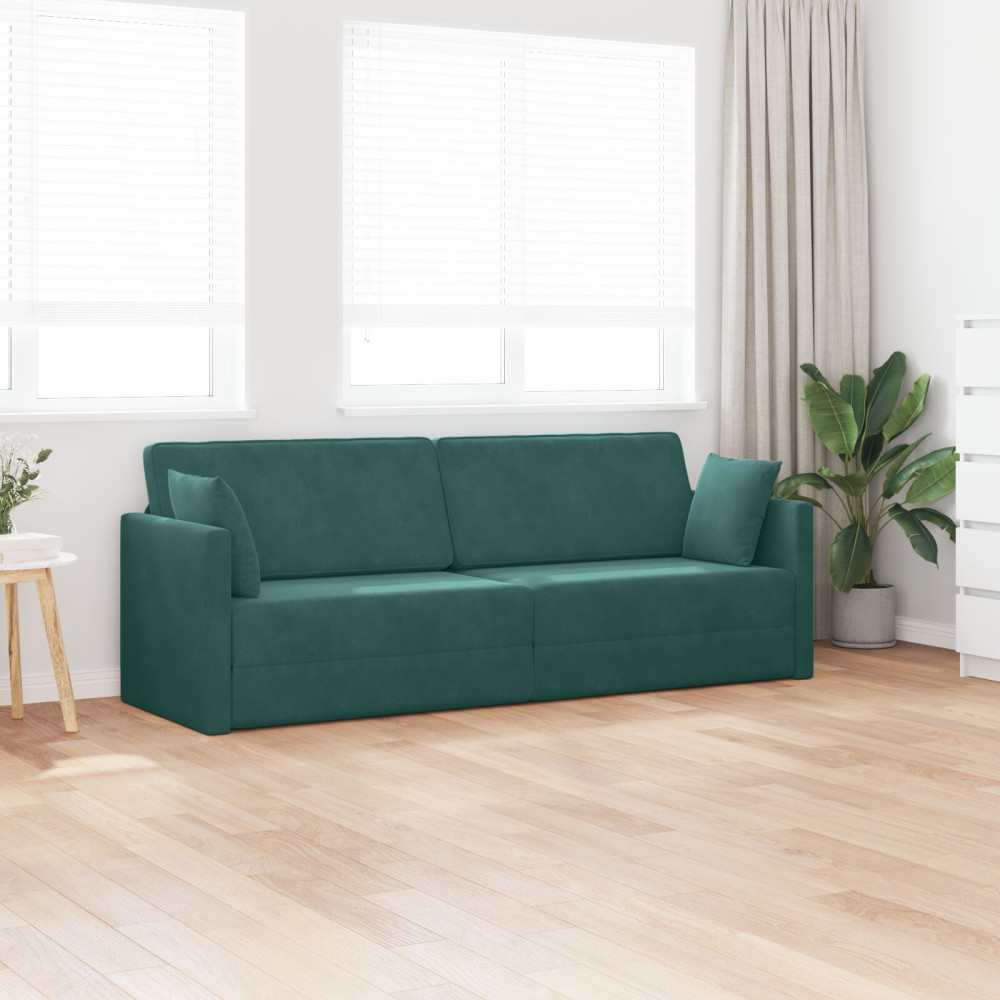 Produktbild för Golvbäddsoffa Mörkgrön 213 x 70 x 77 cm Sammet