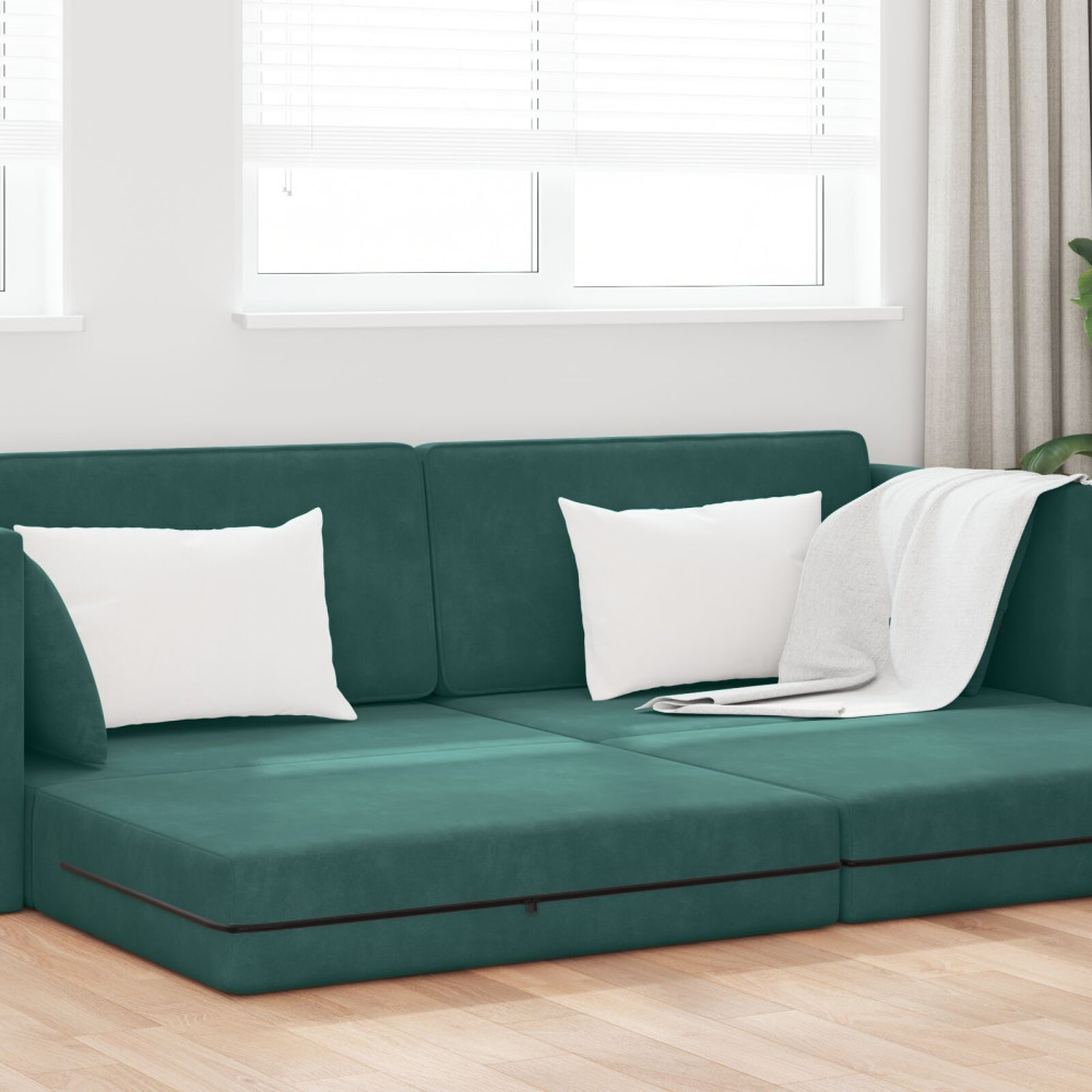 Produktbild för Golvbäddsoffa Mörkgrön 213 x 70 x 77 cm Sammet