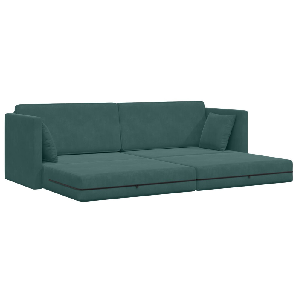 Produktbild för Golvbäddsoffa Mörkgrön 213 x 70 x 77 cm Sammet