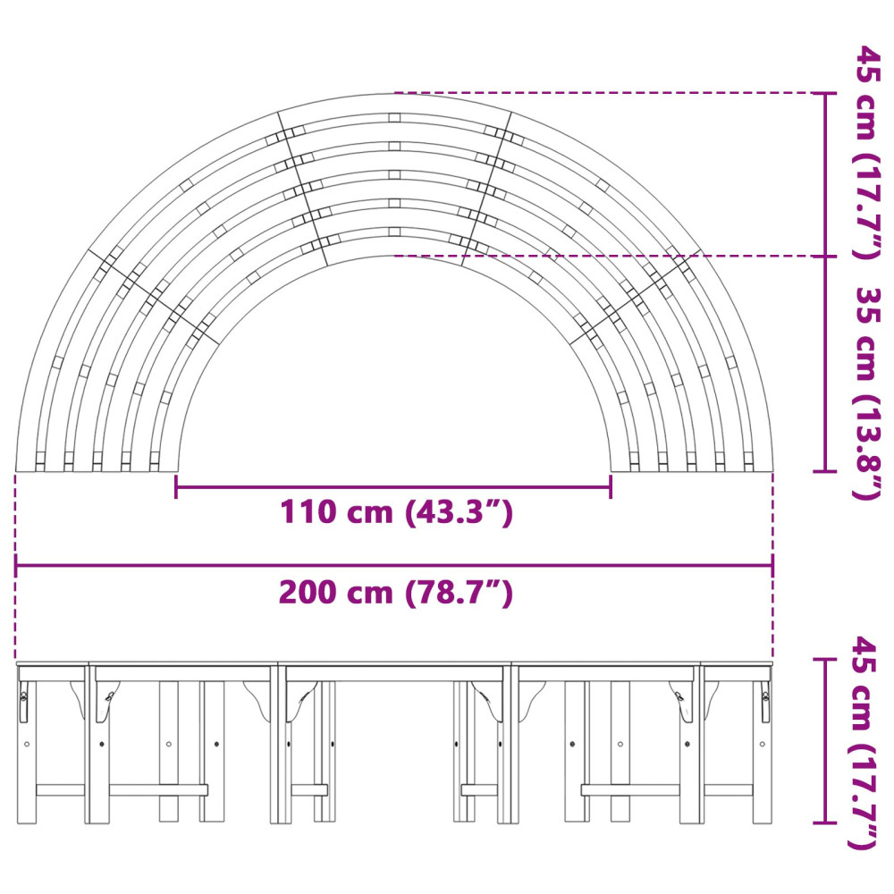Produktbild för Trädbänk 4-Antal sittplatser 210 x 80 x 45 cm