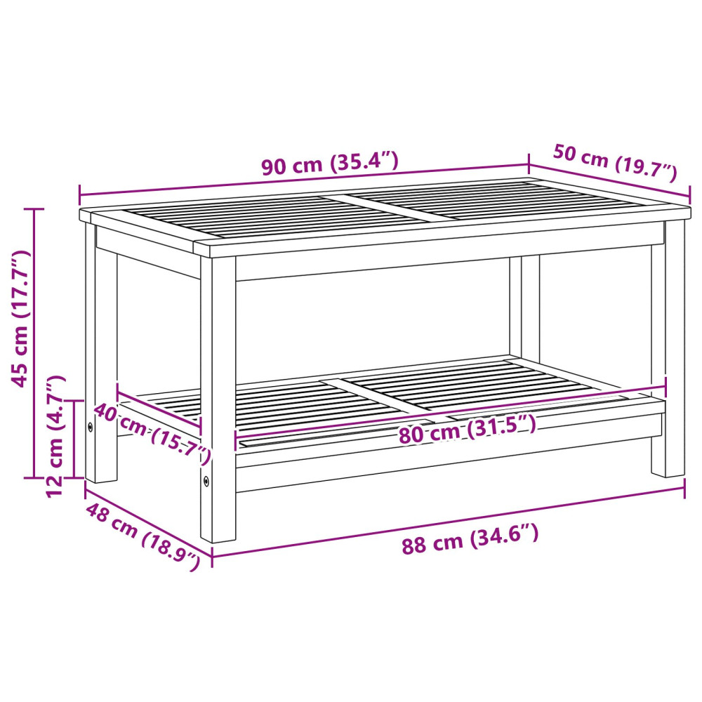 Produktbild för Sidobord Olivenatur 90 x 50 x 45 cm Massivt Akaciaträ