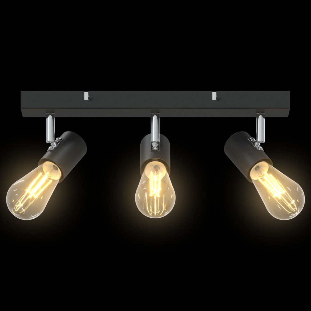 Produktbild för Takspotlight med strålkastare Svart 38 x 6,5 x 11,5 cm Metall