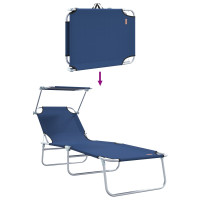 Produktbild för Solstol 2 pcs Blå 58 x 188 x 77cm Polyester