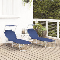 Produktbild för Solstol 2 pcs Blå 58 x 188 x 77cm Polyester