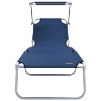 Produktbild för Solstol 2 pcs Blå 58 x 188 x 77cm Polyester