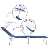 Produktbild för Solstol 2 pcs Blå 58 x 188 x 77cm Polyester