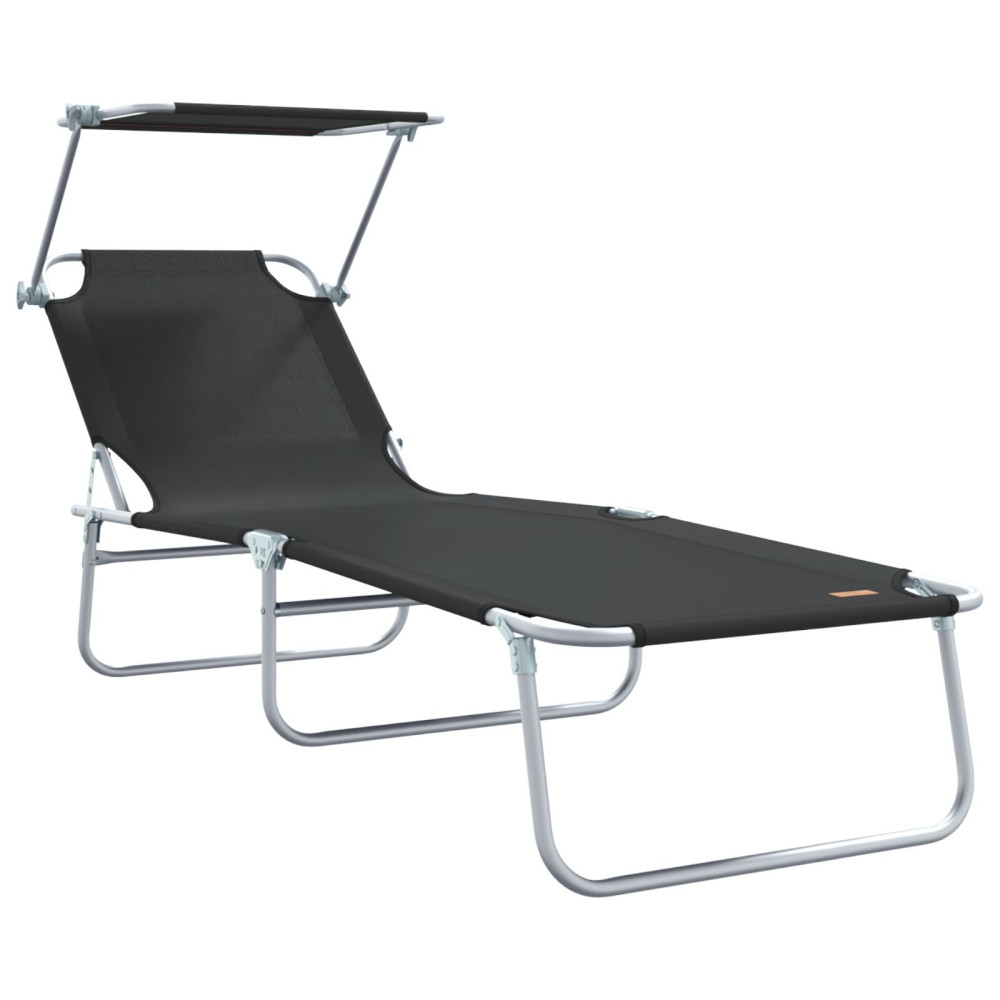 Produktbild för Solstol 2 pcs Svart 58 x 188 x 77cm Polyester