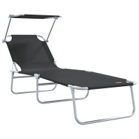 Produktbild för Solstol 2 pcs Svart 58 x 188 x 77cm Polyester