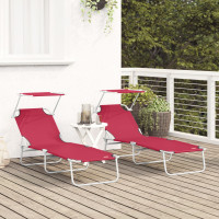 Produktbild för Solstol 2 pcs Röd 58 x 188 x 77cm Polyester