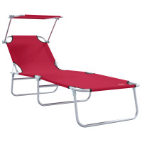 Produktbild för Solstol 2 pcs Röd 58 x 188 x 77cm Polyester