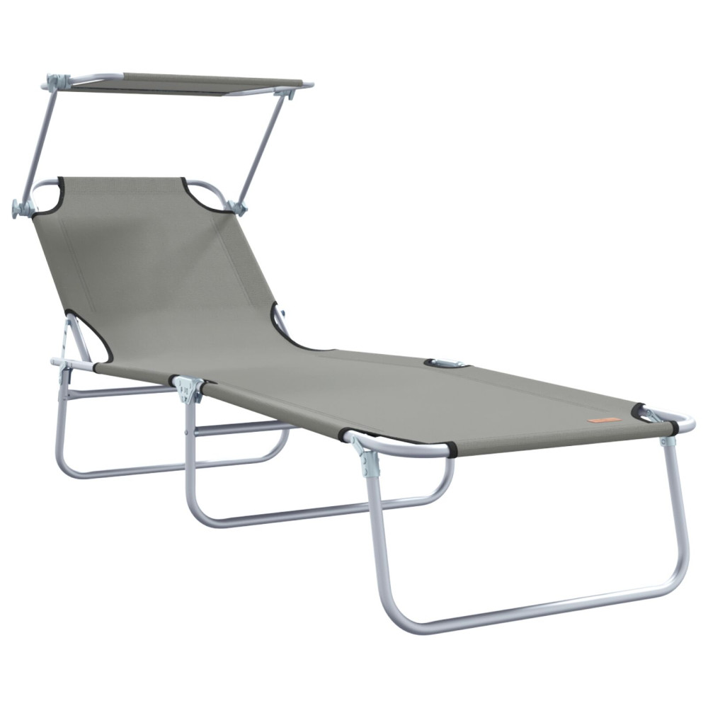 Produktbild för Solstol 2 pcs Grå 58 x 188 x 77cm Polyester