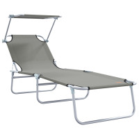 Produktbild för Solstol 2 pcs Grå 58 x 188 x 77cm Polyester