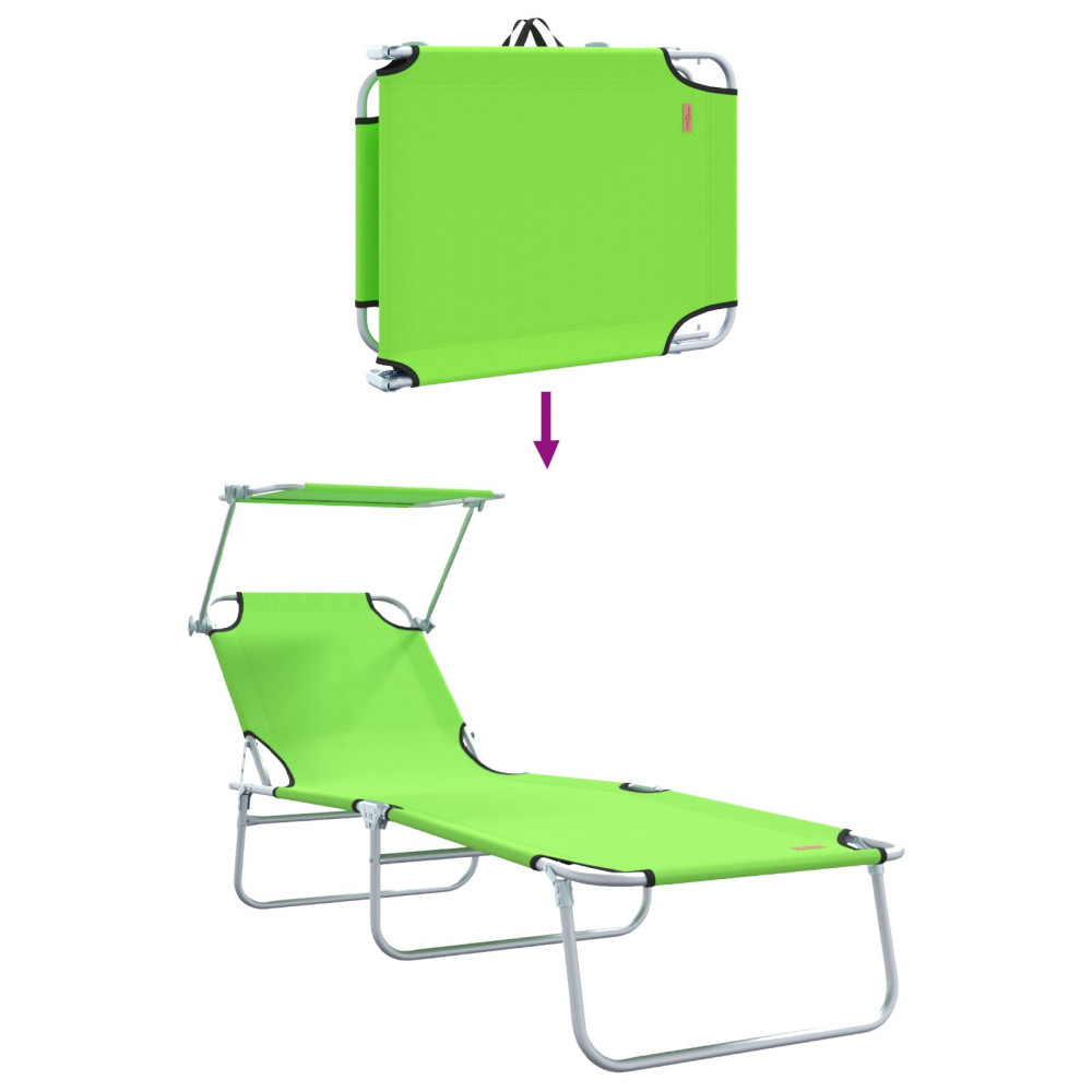 Produktbild för Solstol 2 pcs Grön 58 x 188 x 77cm Polyester