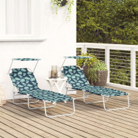 Produktbild för Solstol 2 pcs Grön 58 x 188 x 77cm Polyester