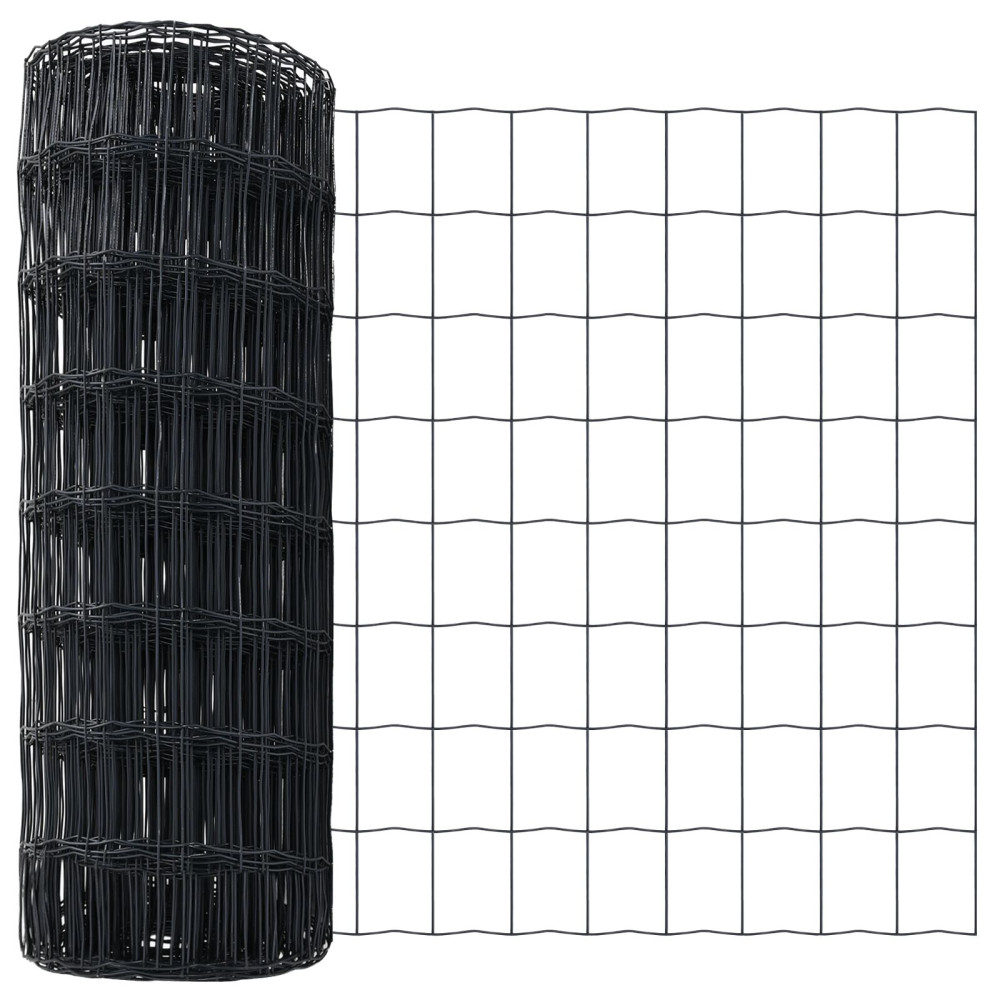 Produktbild för Eurogärdsel Grå 0,6 x 50 m PVC-belagt järn