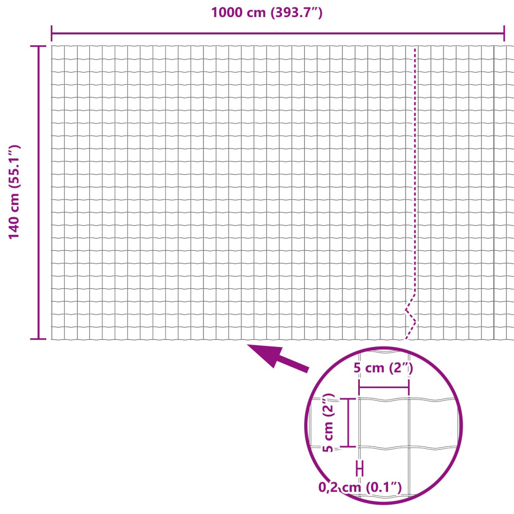 Produktbild för Eurogärdsel 1,4 x 10 m PVC-belagt järn