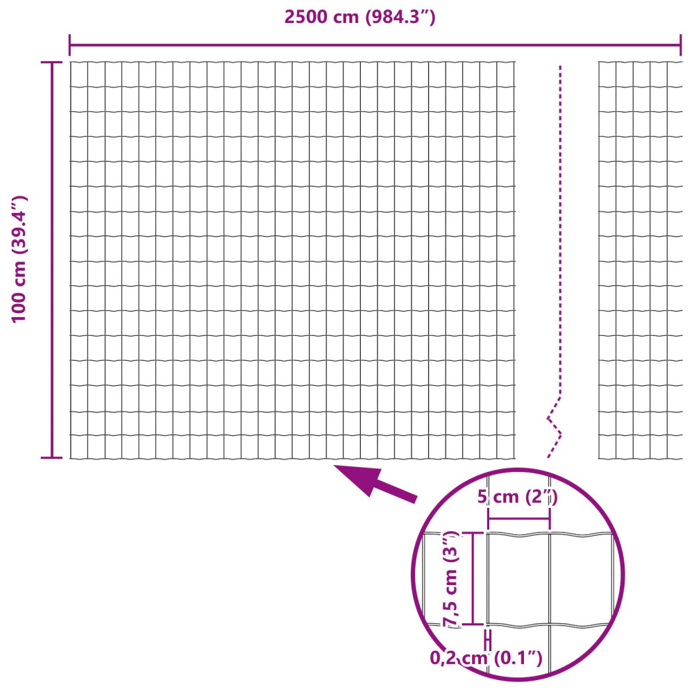 Produktbild för Eurogärdsel 1 x 25 m PVC-belagt järn
